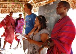 Volunteer HIV education project in Masai village